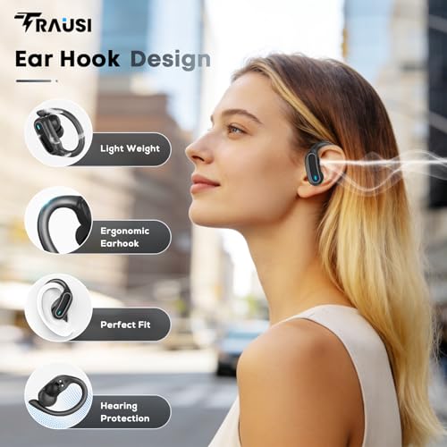 Wireless Earbuds Bluetooth Headphones, 54H Playtime Stereo Over Ear Buds with ENC Noise Cancelling, LED Power Display, IPX Waterproof 2