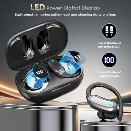 Wireless Earbuds Bluetooth Headphones, 54H Playtime Stereo Over Ear Buds with ENC Noise Cancelling, LED Power Display, IPX Waterproof 5