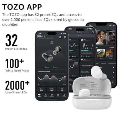 TOZO A1 Wireless Earbuds Bluetooth 5.3 Light Weight in Ear Headphones, IPX5 Waterproof, 2 Mics for AI Calls, Immersive Premium Sound 24