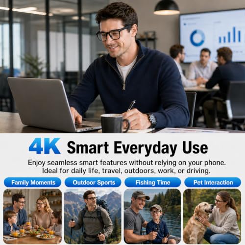 AI Smart Glasses with Camera, 4K Video, Real-Time Translation, AI Assistant 4