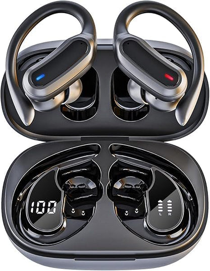 Wireless Earbuds Bluetooth Headphones, 54H Playtime Stereo Over Ear Buds with ENC Noise Cancelling, LED Power Display, IPX Waterproof 1